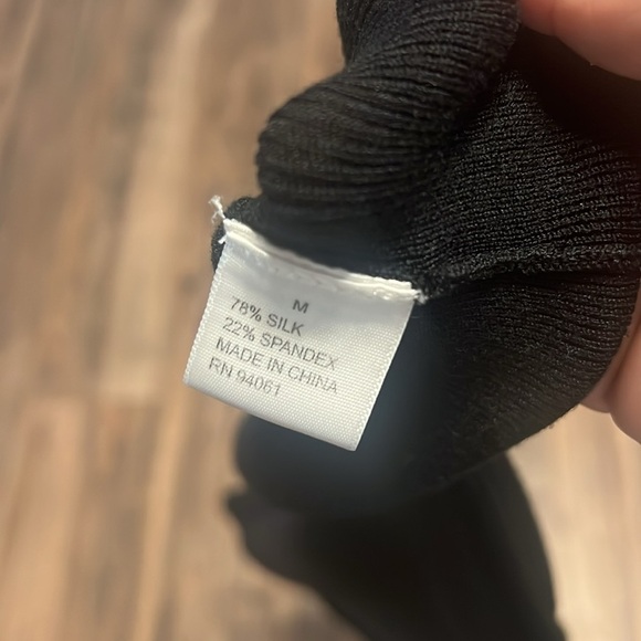 A.COUTE Black Silk Blend Ribbed Button-Up Cardigan - Size M - Picture 6 of 7